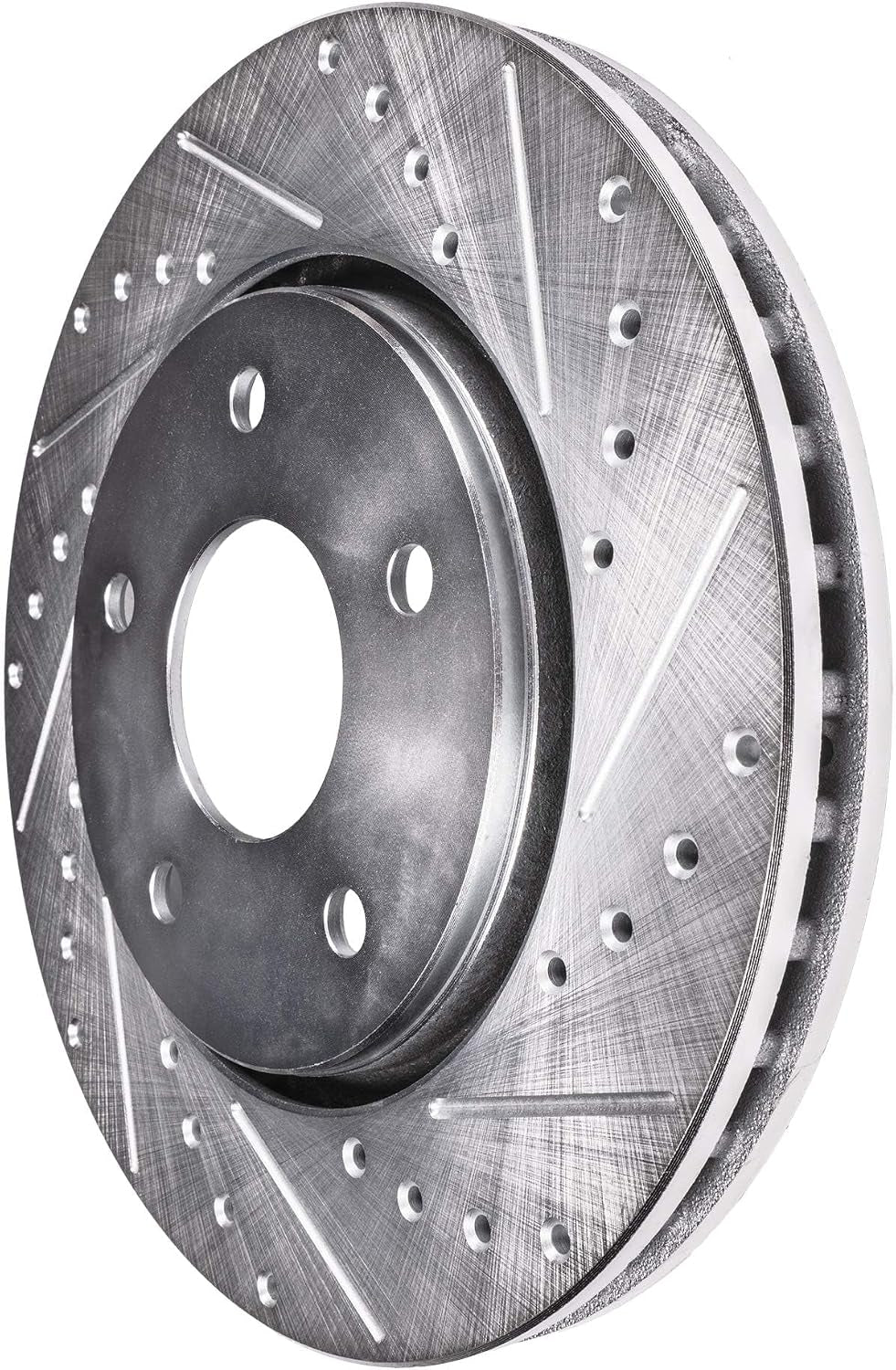 Detroit Axle - Front Brake Kit for 2007-2017 Jeep Wrangler 2018 Wrangler JK | Drilled & Slotted Brake Rotors and Ceramic Brake Pads Replacement : 11.89" Inch Rotors