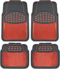 2 Tone Black & Red Floor Mats for Cars - Metallic Top Finish Car Mats for Women & Men - Heavy Duty Red Car Accessories for SUV - Anit Slip All Weather Cute Mats for Cars, SUV, & Van