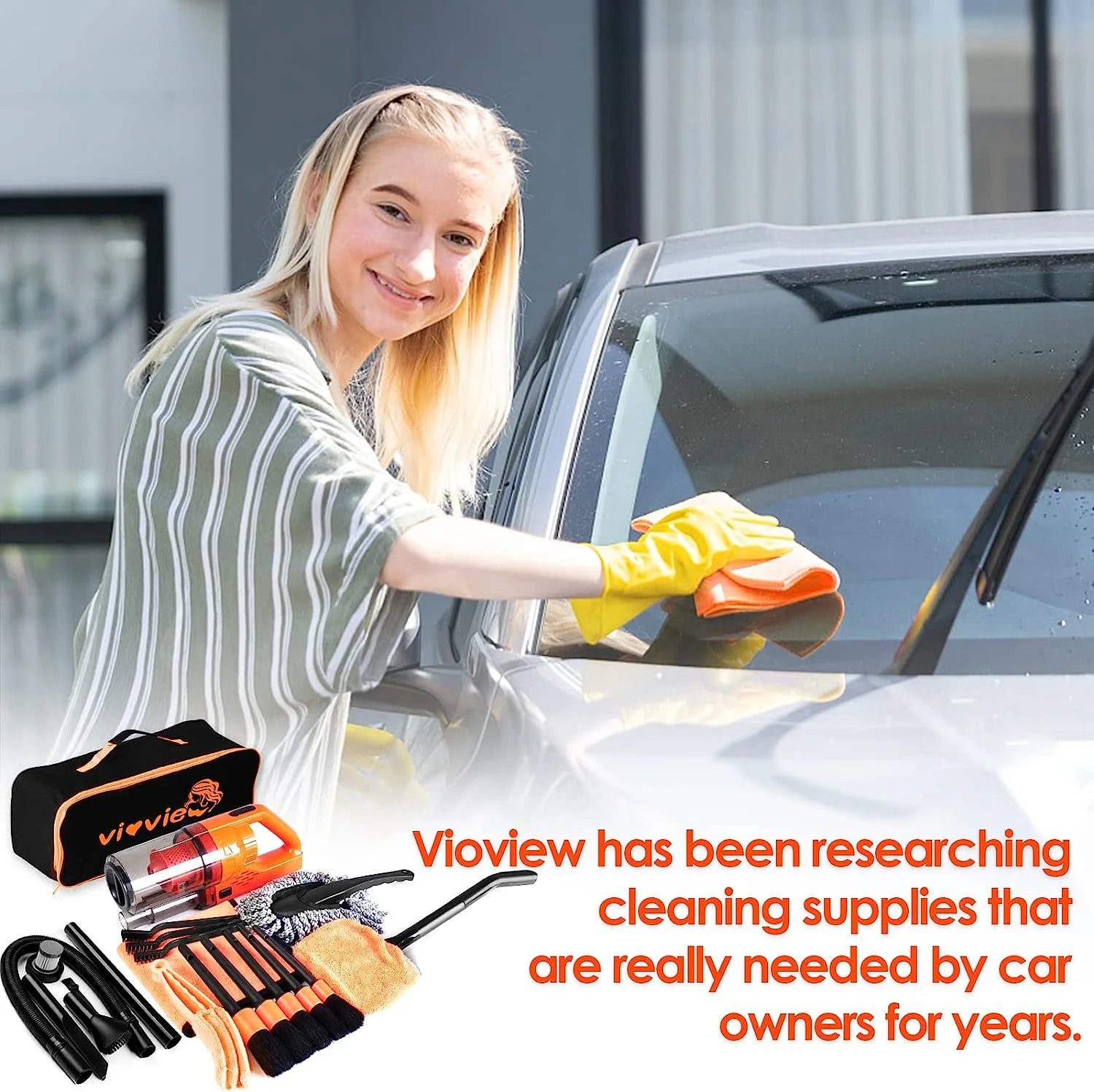 Ultimate Car Cleaning Kit, 17Pcs Car Interior Detailing Kit with High Power Car Vacuum Cleaner, Detailing Brush Set, Windshield Cleaner, Complete Car Cleaning Supplies for Deep Cleaning